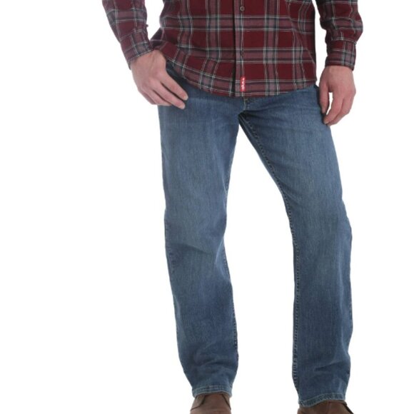Wrangler 42x30 Men's Five Star Cotton Straight Relaxed Jeans, Medium Wash - Picture 1 of 5